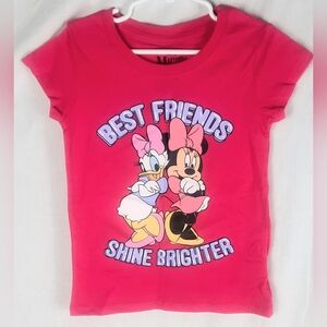 Disney Minnie Mouse Daffy Duck Girls Shirt Size 6X Pink Best Friends Tshirt New